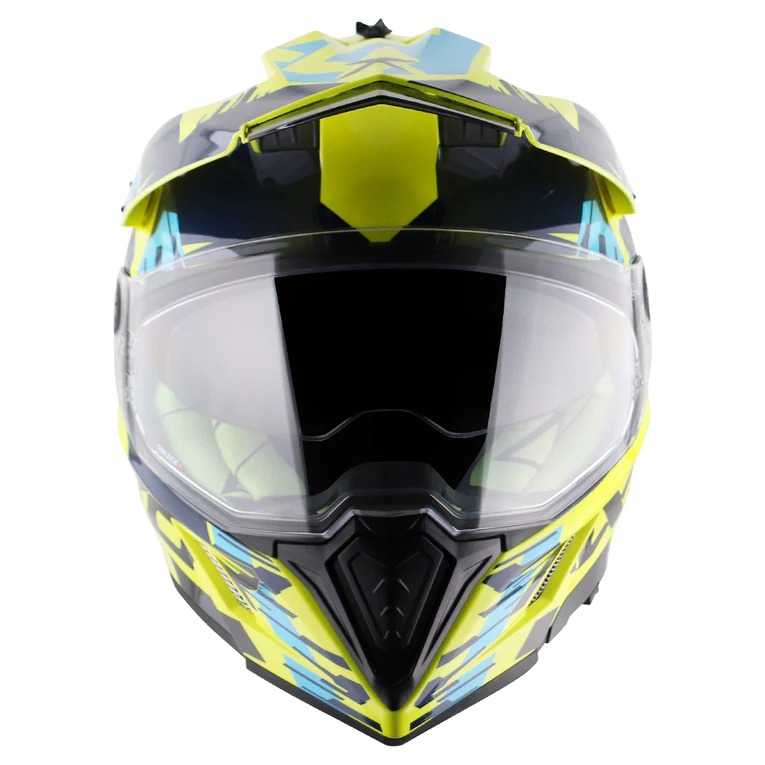 AXOR-X-CROSS X1-DUAL SPORT HELMET-NEON YLW/BLUE
