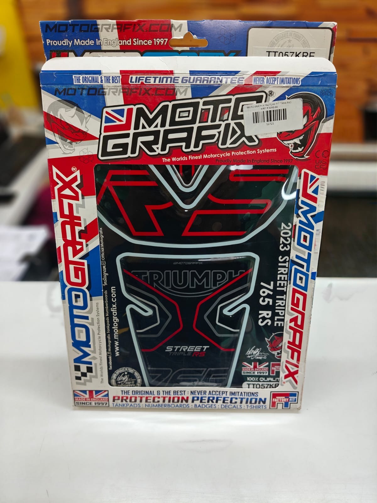  MOTO GRAPHIX-TRIPLE 765RS TANK PAD-MOTOR CYC ACC-BLK/RED