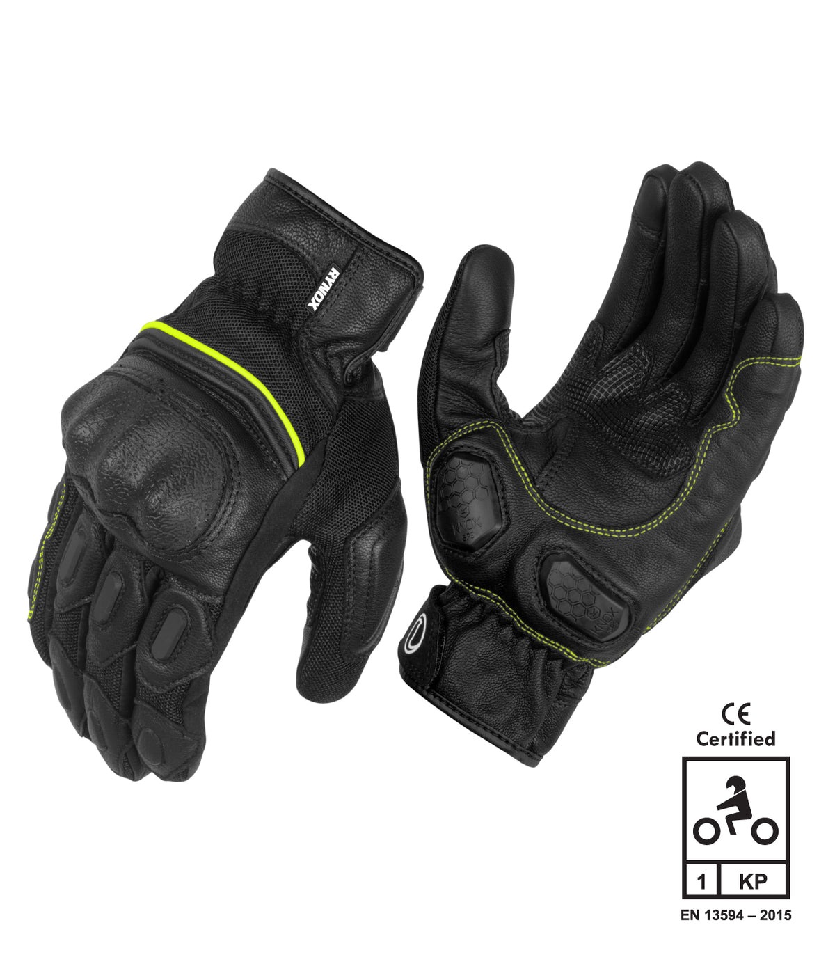 RYNOX-TORNADO PRO3-RIDING GLOVE-BLACK/HI VIZ GREEN