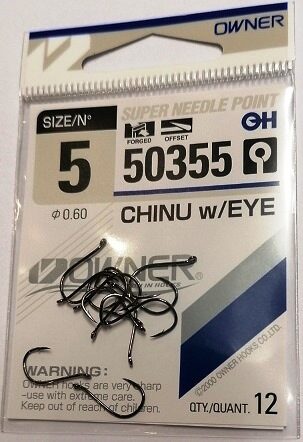 OWNER-HOOKS-CHINU W/EYE-FISHING-SIZE 5